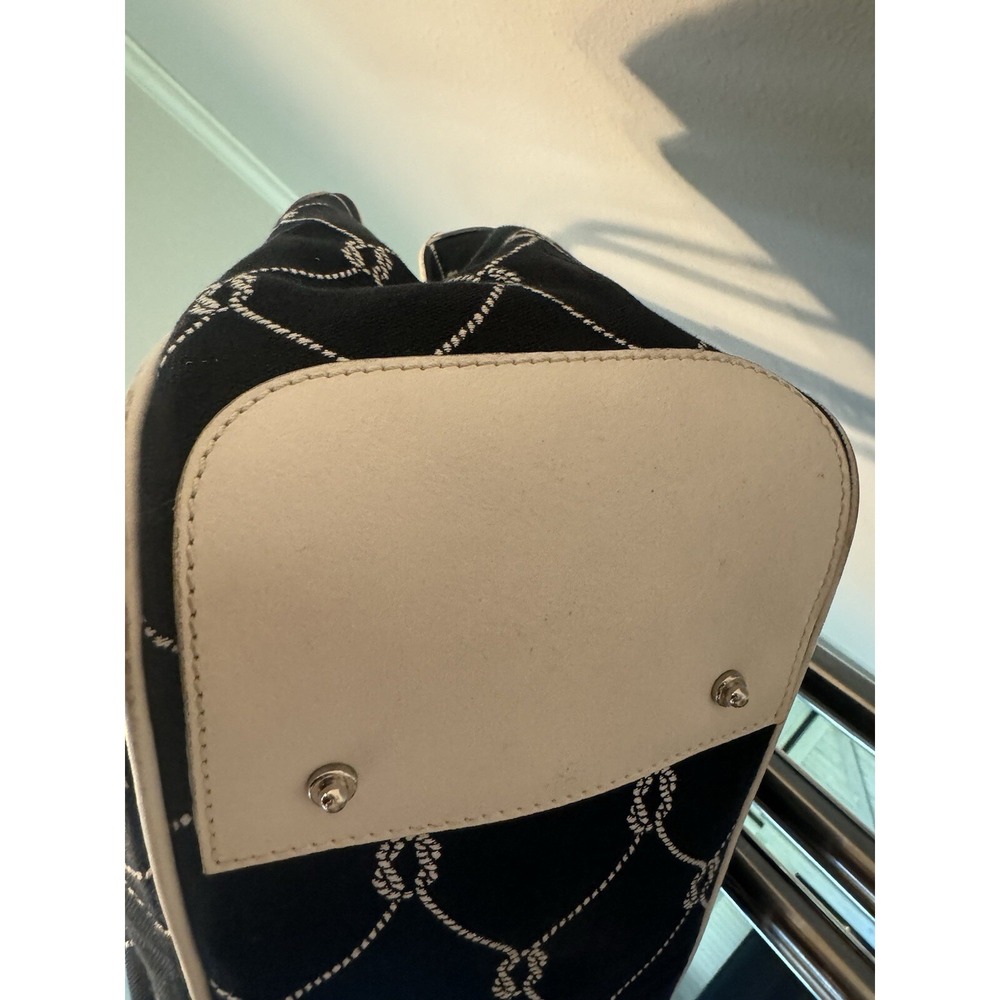 dooney & bourke Black Canvas bag with white leather straps. - Picture 5 of 7